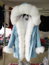 2019 natural real fox fur Jacke coat Real Fox Fur Collar Cuff Hooded Coat Short Parka Long Camouflage winter jacket