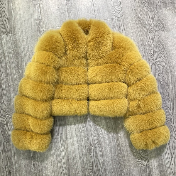 rf1982 New Arrival Woman's Real Fox Fur Coat Short Style Slim Fit Zipper Fashion Real Fur Jacket