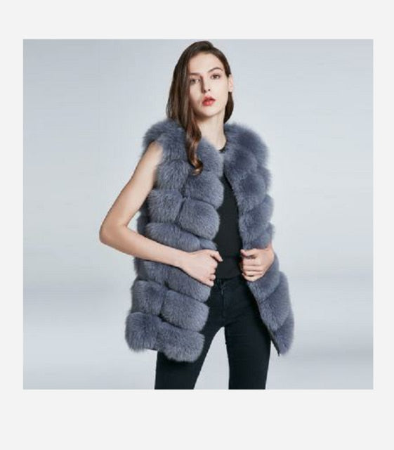 2019ladies new red fox fur vest natural fox fur real fox fur vest casual fashion warm autumn and winter European street style