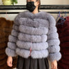2019 55CM New Women Warm Real Fox Fur Coat Short Winter Fur Jacket Outerwear Natural Blue Fox Fur Coats for Women Hot Promotion