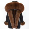 MaoMaoKong natural real fox fur Jacke coat Real Fox Fur Collar Cuff Hooded Coat Short Parka Long Camouflage winter jacket