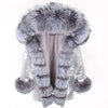 MaoMaoKong natural real fox fur Jacke coat Real Fox Fur Collar Cuff Hooded Coat Short Parka Long Camouflage winter jacket