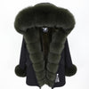 MaoMaoKong natural real fox fur Jacke coat Real Fox Fur Collar Cuff Hooded Coat Short Parka Long Camouflage winter jacket