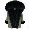 MaoMaoKong natural real fox fur Jacke coat Real Fox Fur Collar Cuff Hooded Coat Short Parka Long Camouflage winter jacket