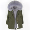 MaoMaoKong natural real fox fur Jacke coat Real Fox Fur Collar Cuff Hooded Coat Short Parka Long Camouflage winter jacket