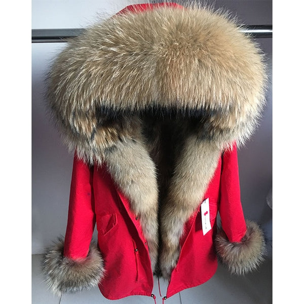 womens fox fur coat parkas winter jacket coat women parka big real fur collar kurtka damska natural fox fur liner long outerwear