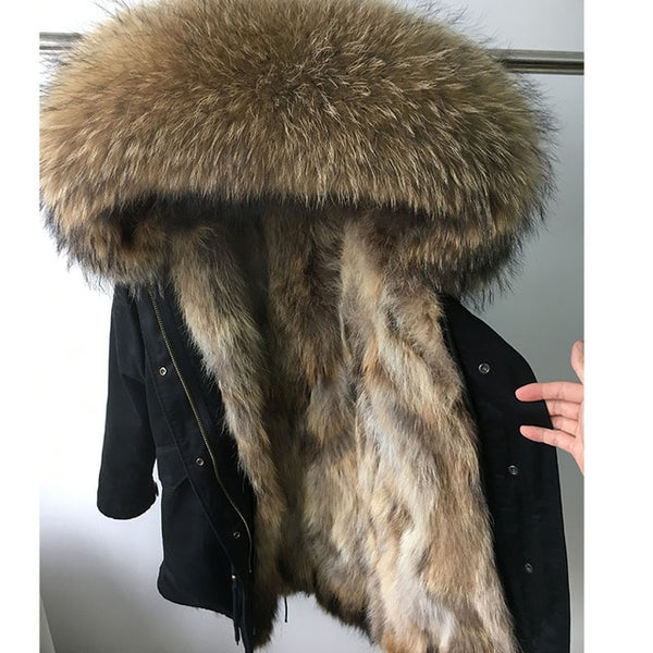 womens fox fur coat parkas winter jacket coat women parka big real fur collar kurtka damska natural fox fur liner long outerwear