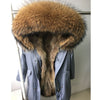 womens fox fur coat parkas winter jacket coat women parka big real fur collar kurtka damska natural fox fur liner long outerwear