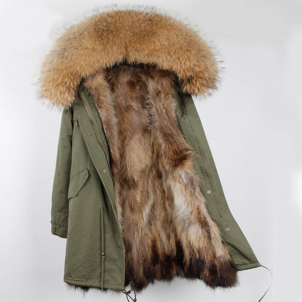 womens fox fur coat parkas winter jacket coat women parka big real fur collar kurtka damska natural fox fur liner long outerwear