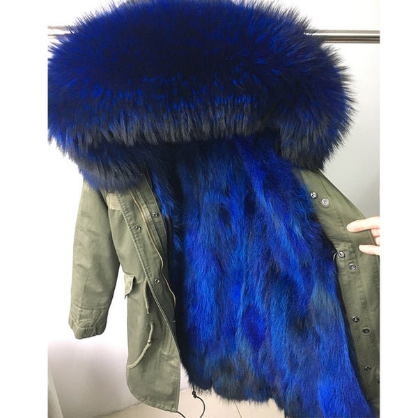 womens fox fur coat parkas winter jacket coat women parka big real fur collar kurtka damska natural fox fur liner long outerwear