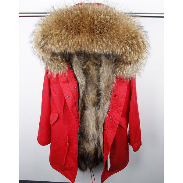 womens fox fur coat parkas winter jacket coat women parka big real fur collar kurtka damska natural fox fur liner long outerwear