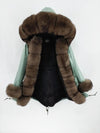 2019 natural real fox fur Jacke coat Real Fox Fur Collar Cuff Hooded Coat Short Parka Long Camouflage winter jacket