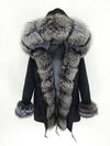 2019 natural real fox fur Jacke coat Real Fox Fur Collar Cuff Hooded Coat Short Parka Long Camouflage winter jacket