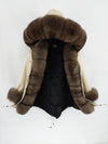 2019 natural real fox fur Jacke coat Real Fox Fur Collar Cuff Hooded Coat Short Parka Long Camouflage winter jacket