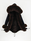2019 natural real fox fur Jacke coat Real Fox Fur Collar Cuff Hooded Coat Short Parka Long Camouflage winter jacket