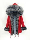2019 natural real fox fur Jacke coat Real Fox Fur Collar Cuff Hooded Coat Short Parka Long Camouflage winter jacket