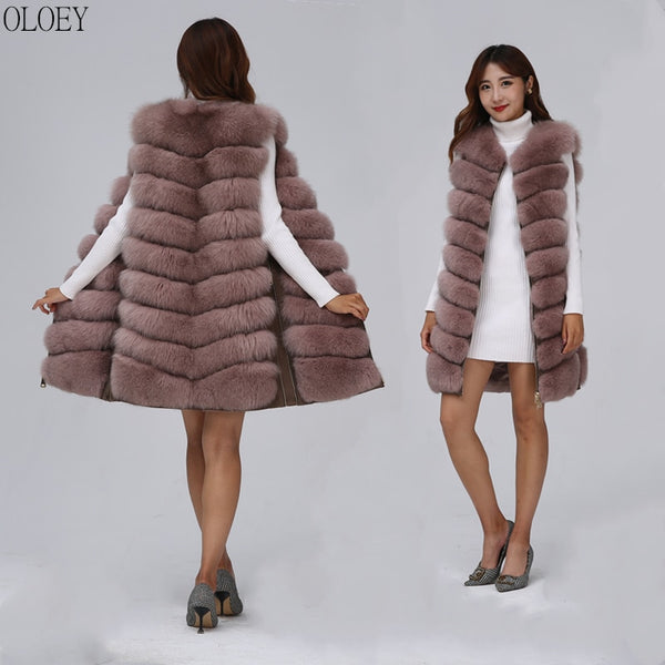 2019 New Women's Winter Real Fox Fur Vest Real Fox Fur Jacket High quality Fashion Warm Sleeveless Zipper Natural Real Fur Coat