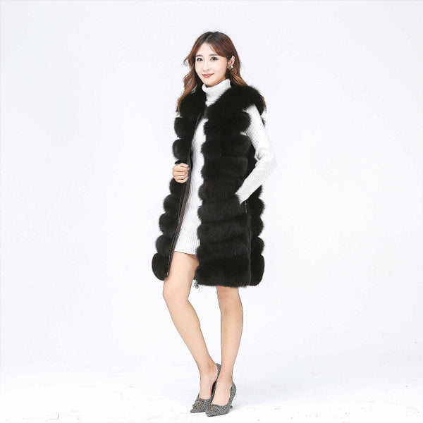 2019 New Women's Winter Real Fox Fur Vest Real Fox Fur Jacket High quality Fashion Warm Sleeveless Zipper Natural Real Fur Coat