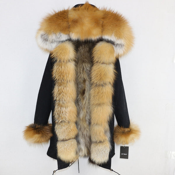 OFTBUY 2019 Winter Jacket Women Long Parka Real Fox Fur Coat Natural Raccoon Fur Collar Hood Thick Warm Streetwear Parkas New