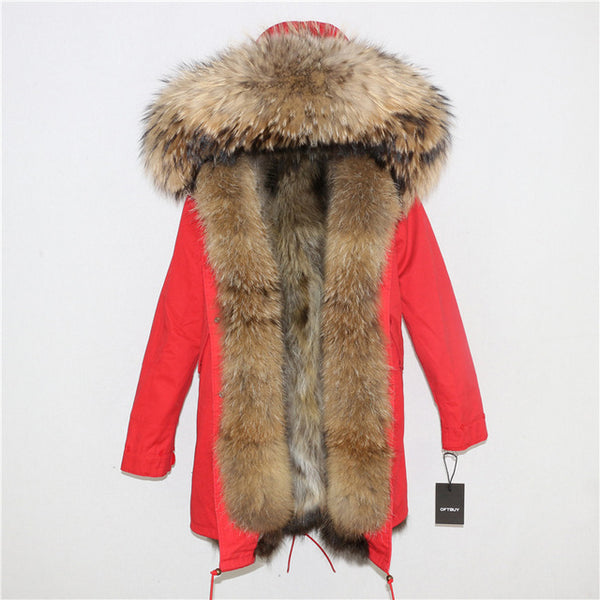 OFTBUY 2019 Winter Jacket Women Long Parka Real Fox Fur Coat Natural Raccoon Fur Collar Hood Thick Warm Streetwear Parkas New