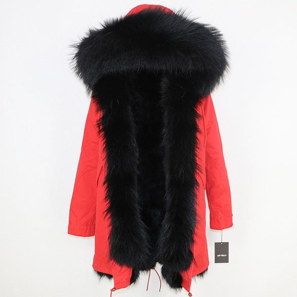 OFTBUY 2019 Winter Jacket Women Long Parka Real Fox Fur Coat Natural Raccoon Fur Collar Hood Thick Warm Streetwear Parkas New