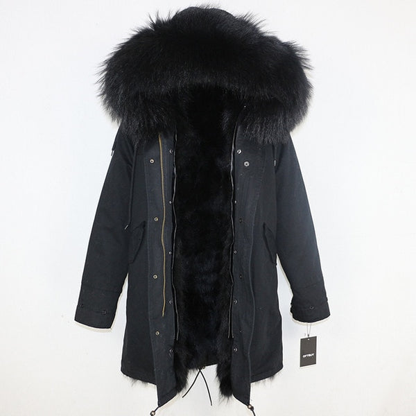OFTBUY 2019 Winter Jacket Women Long Parka Real Fox Fur Coat Natural Raccoon Fur Collar Hood Thick Warm Streetwear Parkas New