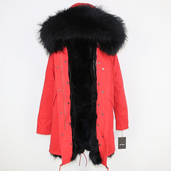 OFTBUY 2019 Winter Jacket Women Long Parka Real Fox Fur Coat Natural Raccoon Fur Collar Hood Thick Warm Streetwear Parkas New