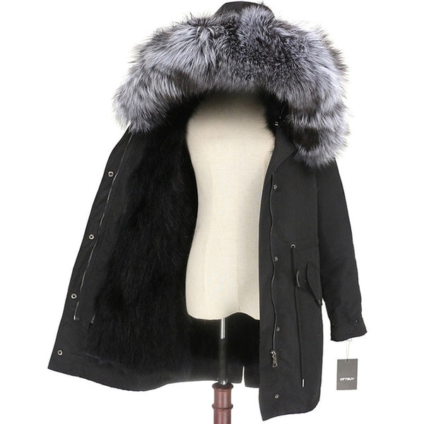 OFTBUY 2019 Winter Jacket Women Long Parka Real Fox Fur Coat Natural Raccoon Fur Collar Hood Thick Warm Streetwear Parkas New