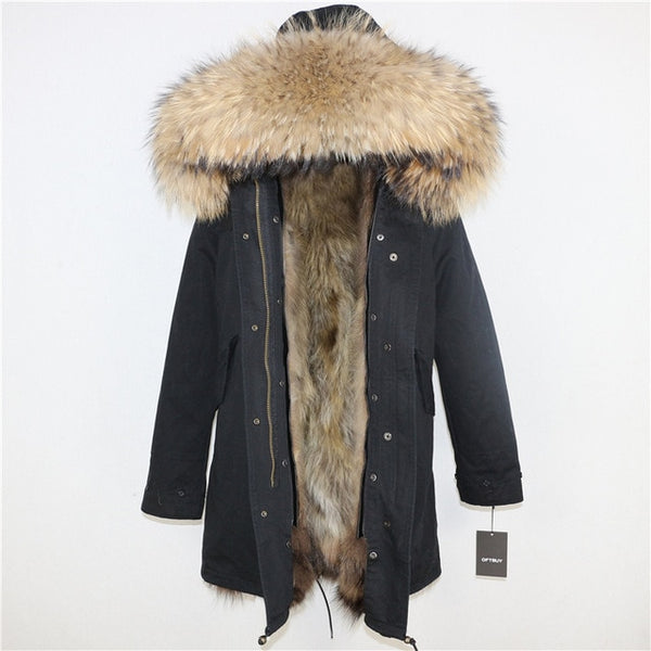 OFTBUY 2019 Winter Jacket Women Long Parka Real Fox Fur Coat Natural Raccoon Fur Collar Hood Thick Warm Streetwear Parkas New
