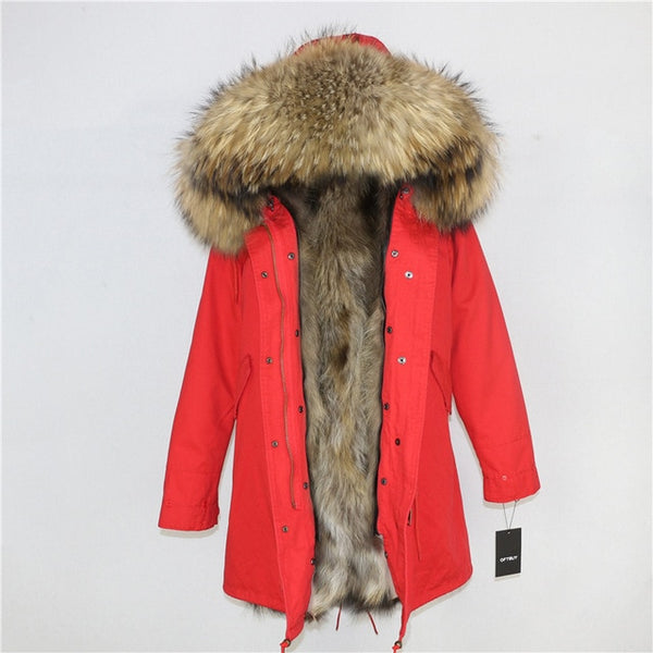 OFTBUY 2019 Winter Jacket Women Long Parka Real Fox Fur Coat Natural Raccoon Fur Collar Hood Thick Warm Streetwear Parkas New