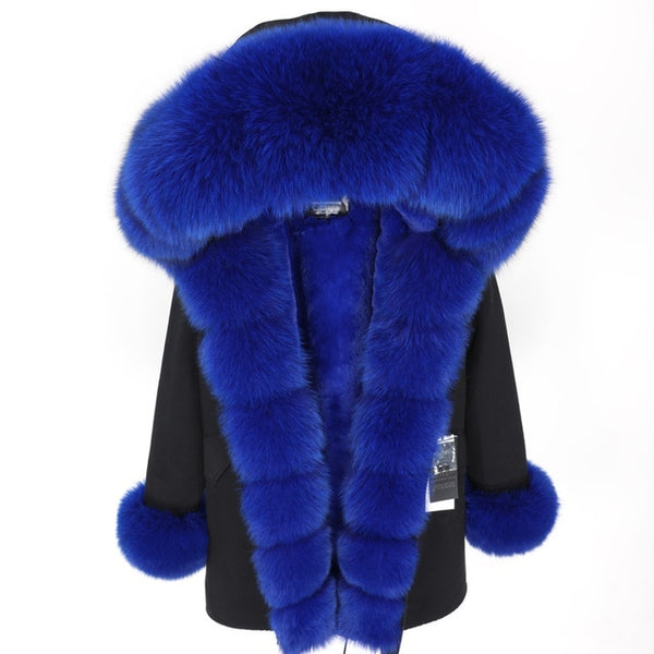 MAO MAO KONG Camouflage winter jacket women outwear thick parkas natural real fox fur collar coat
