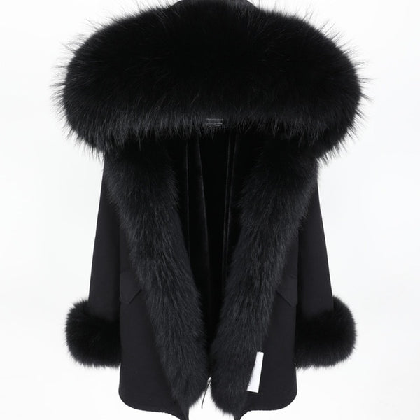 MAO MAO KONG Camouflage winter jacket women outwear thick parkas natural real fox fur collar coat