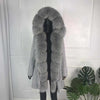 girl parka real fur parka with fox fur big large fox fur collar liner rabbit fur Detachable natural fur coat Female Fox Parkas