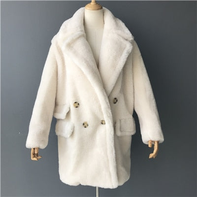 MAOMAOFUR Real Wool Teddy Coat Women New Fashion Real Sheep Fur Jacket Female Warm Oversize Winter Outerwear Wool Clothing