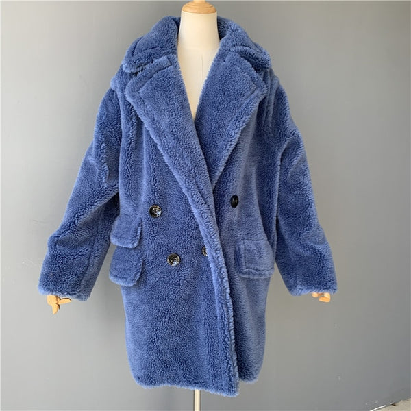 MAOMAOFUR Real Wool Teddy Coat Women New Fashion Real Sheep Fur Jacket Female Warm Oversize Winter Outerwear Wool Clothing