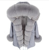 2019 natural real fox fur Jacke coat Real Fox Fur Collar Cuff Hooded Coat Short Parka Long Camouflage winter jacket