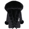 2019 natural real fox fur Jacke coat Real Fox Fur Collar Cuff Hooded Coat Short Parka Long Camouflage winter jacket