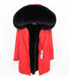 2019 natural real fox fur Jacke coat Real Fox Fur Collar Cuff Hooded Coat Short Parka Long Camouflage winter jacket
