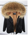 2019 natural real fox fur Jacke coat Real Fox Fur Collar Cuff Hooded Coat Short Parka Long Camouflage winter jacket