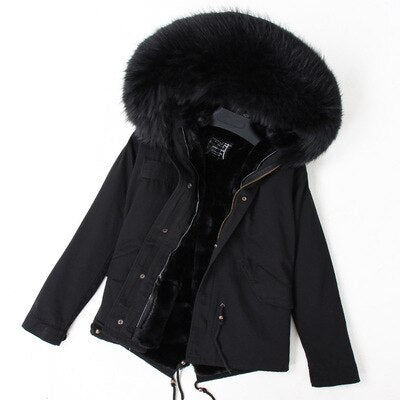 2019 natural real fox fur Jacke coat Real Fox Fur Collar Cuff Hooded Coat Short Parka Long Camouflage winter jacket