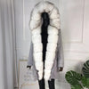 girl parka real fur parka with fox fur big large fox fur collar liner rabbit fur Detachable natural fur coat Female Fox Parkas