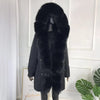 girl parka real fur parka with fox fur big large fox fur collar liner rabbit fur Detachable natural fur coat Female Fox Parkas