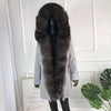 girl parka real fur parka with fox fur big large fox fur collar liner rabbit fur Detachable natural fur coat Female Fox Parkas