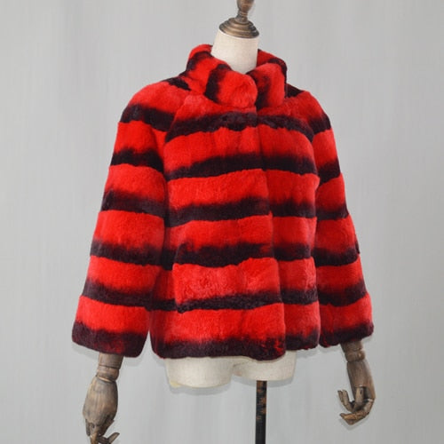 2019 hot sale women real natural rex rabbit fur coat high quality 100% genuine rex rabbit fur chinchilla color winter jacket