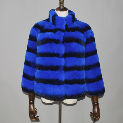 2019 hot sale women real natural rex rabbit fur coat high quality 100% genuine rex rabbit fur chinchilla color winter jacket