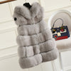 FURSARCAR Fashion New Real Fur Vest Women Winter Thick Warm Outwear 70 Cm Long Solid Fluffy Fox Fur Waistcoat With Fur Hood