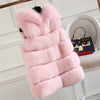 FURSARCAR Fashion New Real Fur Vest Women Winter Thick Warm Outwear 70 Cm Long Solid Fluffy Fox Fur Waistcoat With Fur Hood