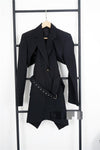 GetSpring Women Blazer Long Sleeve Single Button Women Blazers Suit Hollow Out Backless Irregular Ladies Suit Jacket Long Coat