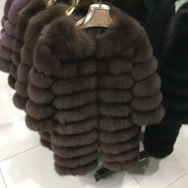 New Natural Real Fox Fur Coat Winter Women Long Style Genuine Real Fur Jacket Female Quality 100% Real Fox Fur Overcoats