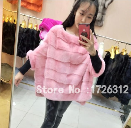New real mink fur coat women winter thick warm natural fur outerwear genuine leather real fur jacket female pullover
